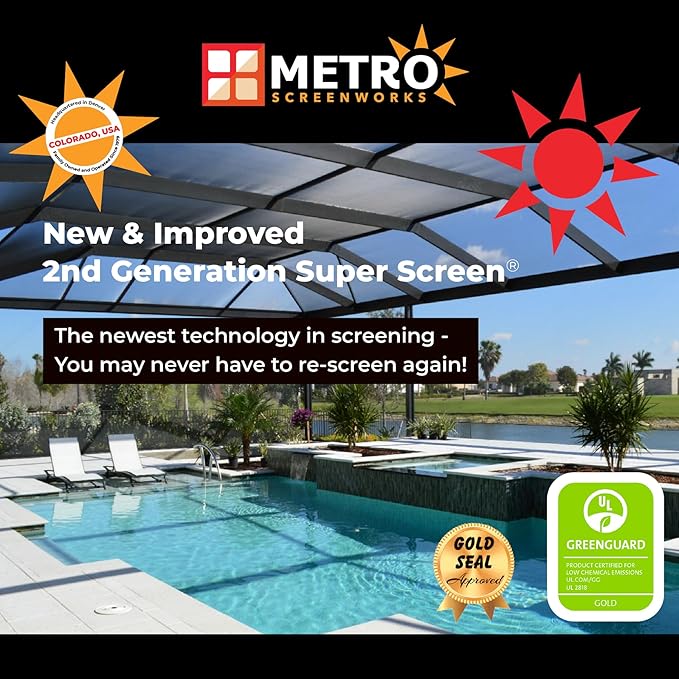 Pet & Weather Resistant Insect Screen - 17/14 Super Screen (120 in x 50 ft) - Mesh Screen for Patio Porch Pool Cage & Lanai - Replacement Screen Roll, Black - Dog & Cat Proof Screens for Windows