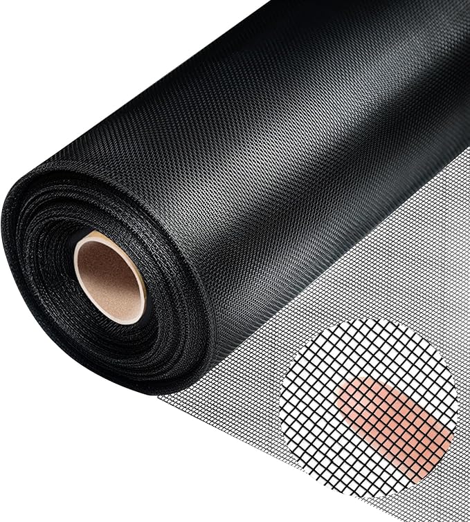 304 Stainless Steel Mesh, 24in x 10ft, 22 Mesh, Sturdy Metal Screen Roll for Window, Door, Air Vents, Filter, Cage, Garden, Patio, Pet (Black, 24inch x 10feet)