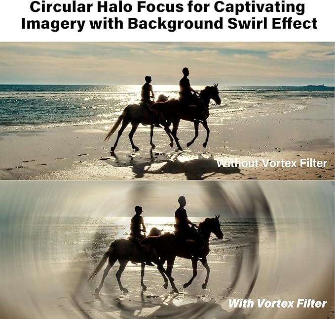 Walking Way 67MM Whirlpool Camera Effects Filter, Tunnel Vision Spiral Halo Prism Lens Filter with Vortex and Circular Halo Frame Effect for Camera Lens