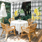 Lemon Outdoor Curtains for Patio Lemon Leaves Summer Plaid Buffalo Waterproof Outside Curtains with Grommet Top Weatherproof Curtain for Cabana Pergola Gazebo, 1 Panel, 54" W x 108" L
