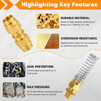32PCS Brass DOT Air Brake Hose End Fitting Kit - J1402 Sleeve Tube Assortment for Replacement, Assembly (Connector, Union and Sleeve)