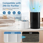 2 Pack 240 True HEPA Replacement Filter Compatible with Puro 240 Air Purifier, 3-in-1 True HEPA 14 Filter Replacement with HP-14 Activated Carbon Filters