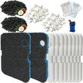 18 Pack Filter Media Compatible with Penn-Plax Cascade 1200 & 1500 CCF4UL/CCF5UL Canister Aquarium Filters, Includes Bio Sponge Filters, White Floss Pads, Activated Carbons, Ceramic Rings & Mesh Bags