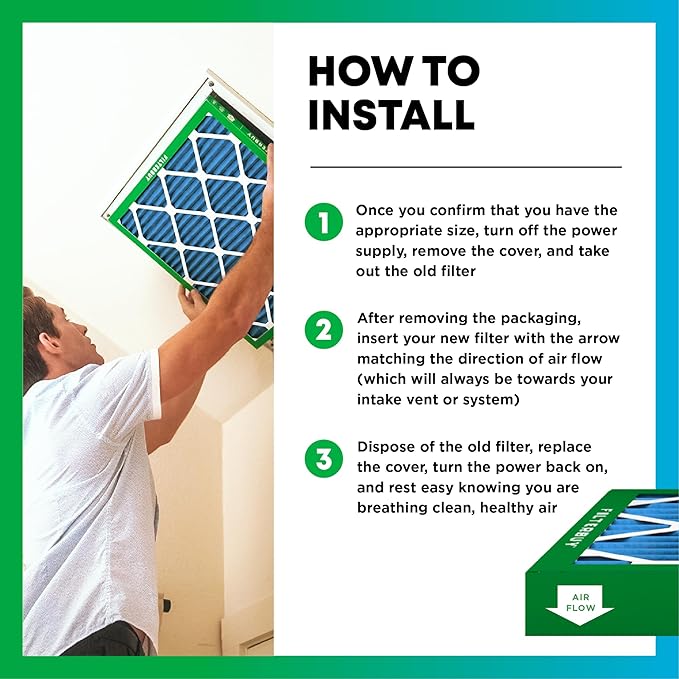 Filterbuy 12x16x1 Air Filter MERV 13 Optimal Smoke & Allergy Defense (6-Pack), Electrostatic Pleated HVAC AC Furnace Filters Replacement, Made in USA (Actual Size: 11.50 x 15.50 x 0.75)