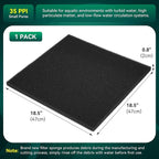 Borlech Aquarium Bio Filter Sponge Pad - Cut-to-Size Aquarium Filter Media for Fish Tank, Pond, Sump - Mechanical & Biological Filtration (18.5"x18.5"x0.8", 35PPI, 1 Pack)