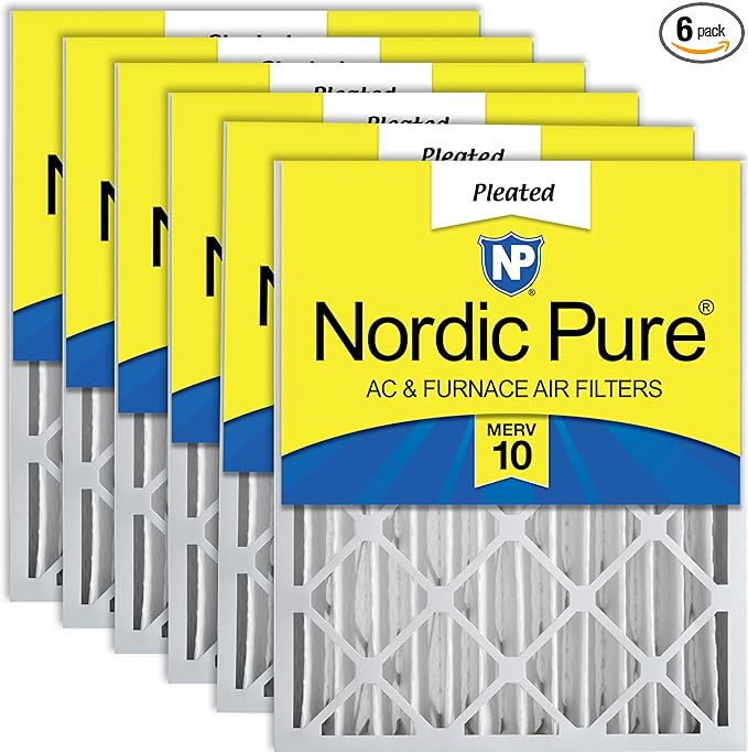 Nordic Pure 16x20x4 (Actual Size: 15 1/2 x 19 1/2 x 3 5/8) Pleated MERV 10 Air Filters 6 Pack