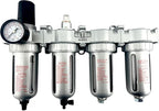 4 STAGE HIGH DUTY INDUSTRIAL GRADE ULTRA CLEAN FILTER REGULATOR COALESCING DESICCANT DRYERS SYSTEM FOR COMPRESSED AIR LINES METAL BOWLS GREAT FOR PAINT SPRAY AND PLASMA CUTTER (3/8"NPT AUTO DRAIN)