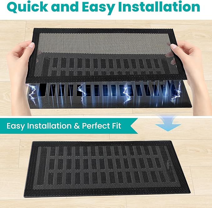 Efforest Floor Vent Covers Magnetic - 6 Pack Air Vent Filters Mesh Screen Dust Filter Vent Register Deflectors for Home HVAC AC Grilles & RV Vents - Strong Hold Washable (5.5x12 inch)