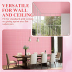 Nuanchu 32 Pcs 3D Slat Wall Panels 12 x 12 Inch PVC Fluted Textured Panel Cuttable Paintable DIY Wall Art Decorative Tiles for Ceiling Studio Bathroom Interior TV Background (Pink)