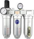 3/4" NPT SUPER DUTY Industrial Grade Filter Regulator Coalescing Desiccant Dryer System For Compressed Air Lines, Metal Bowls, Great For Paint Spray And Plasma Cutter (MANUAL DRAIN)