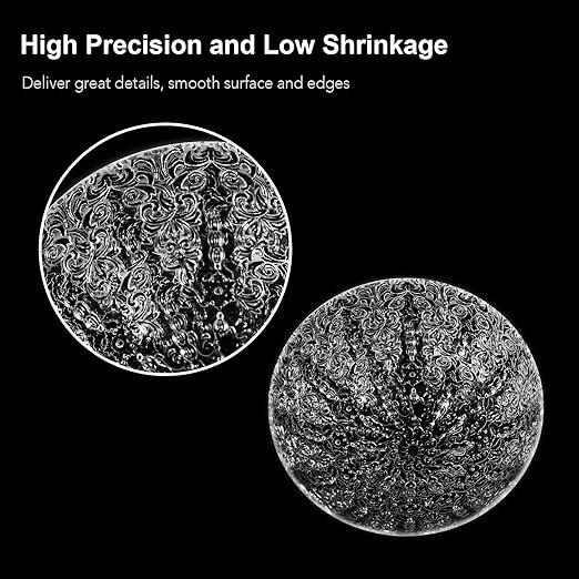 Clear Pro 3D Printer Resin, Glass-Like Ultra High Transparency, Non-Yellowing & Non-Brittle, High Precision 405nm UV Curing Resin for LCD/DLP 3D Printing (Clear, 500g)
