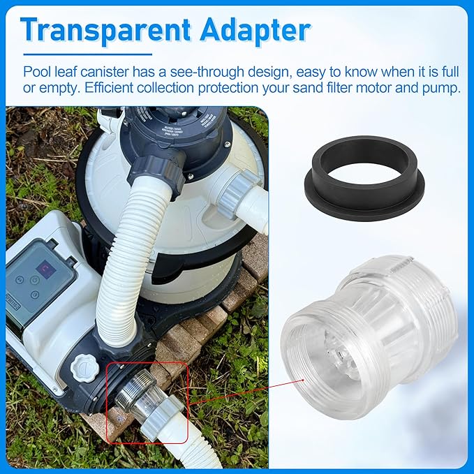 SF90110-1 Replacement Leaf Trap for Intex 1500 GPH Sand Filter Pump, Above Ground Pool Filter Pump Part Hose Connector with 11228 L-Shape O-Ring Gasket fit Intex 10 Inch Filter Pump
