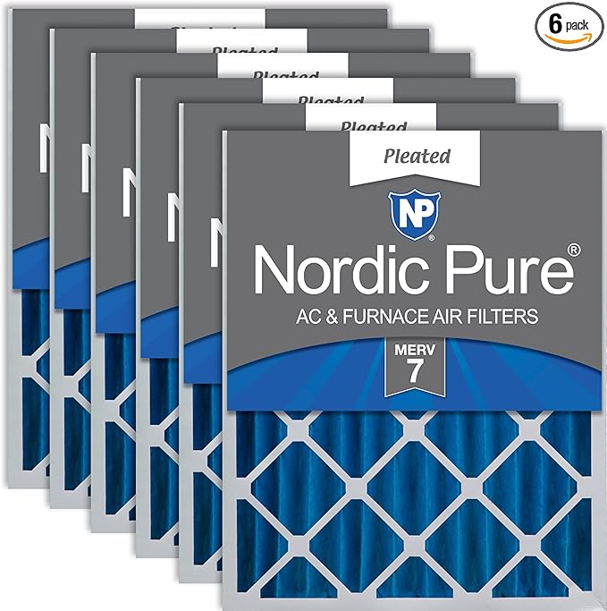 Nordic Pure 16x25x4 (Actual Size: 15 1/2 x 24 1/2 x 3 5/8) Pleated MERV 7 Air Filters 6 Pack
