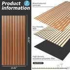 Wood Slat Wall Panel, 48'' x 24'' Wood Panels for Wall, 3D Soundproof Wall Panels, Large Acoustic Panels for Interior Ceiling and Wall Decor Noise Reduction, 2 Pack, Red Oak