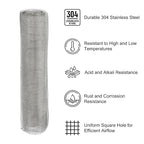 PATIKIL 40" L x 10" W Woven Wire Mesh, 24 Mesh 304 Stainless Steel Air Vent Filter Screen with Gloves for Window Security Vent Cover Filtration Animals Fence