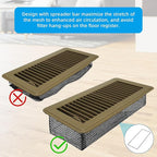 Floor Vent Screen Net for Home Floor, Floor Register Cover Trap 4 x 12 Inch, Air Vent Filter Mesh Catches Coin, Toys, Pet Food and Hair - with Spreader Bar 4 Pack