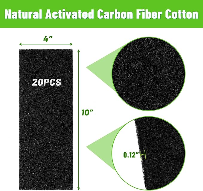 UCand 20Pack Activated Carbon Air Vent Filters for Home, 4"x10" Floor Vents Filters, Floor Registers Filters,20 Pcs Charcoal Vent Filter