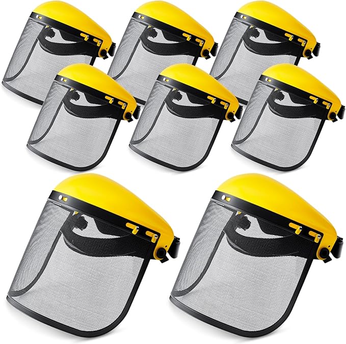Amylove 6 Pcs Safety Face Shield with Mesh Weed Whacking Face Shield Masks Chainsaw Gardening Weed Mover Protection (Yellow)