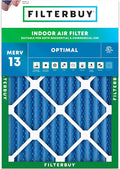 Filterbuy 16x20x2 Air Filter MERV 13 Optimal Smoke & Allergy Defense (1-Pack), Electrostatic Pleated HVAC AC Furnace Filters Replacement, Made in USA (Actual Size: 15.50 x 19.50 x 1.75)