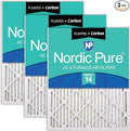 Nordic Pure 18x24x1 (Actual Size: 17 1/2 x 23 1/2 x 3/4) Pleated Air Filters MERV 14 Plus Carbon 3 Pack