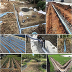 Commercial French Drain Pipe for Water Drainage, Construction Site/Sports Field Perforated Pipes & Weeping Tile, Dia 2in 3.9in 5.9in Wide Underground Drainage Systems(Dia 5cm/2in,Long 23m/75.5ft)