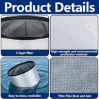 Tlswshsy 2 Pack 11.8'' x 11.8'' x 7'' Double Layer Ash Vacuum Filter, PAAC301 Washable Dust Vacuum Filter, Reusable Ash Vacuums Cloth Filtration for Part Replacement Great Clean Performance