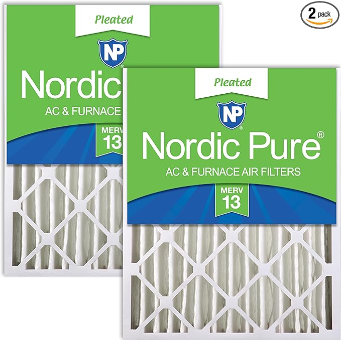 Nordic Pure 16x20x4 (Actual Size: 15 1/2 x 19 1/2 x 3 5/8) Pleated MERV 13 Air Filters 2 Pack
