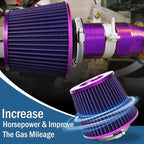 Universal Clamp-On Air Intake Filter, High Performance, Washable Filter, Replacement Air Filter, Flange Diameter 3inch/76mm (Purple)