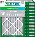 Filterbuy 24x28x2 Air Filter MERV 8 Essential Dust & Allergy Defense (12-Pack), Electrostatic Pleated HVAC AC Furnace Filters Replacement, Made in USA (Actual Size: 23.50 x 27.50 x 1.75)