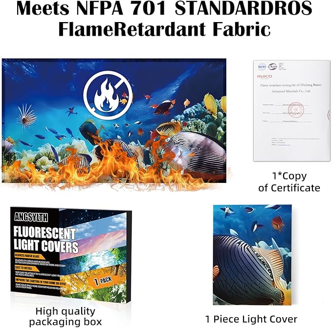 Fluorescent Light Covers - Classroom Covers for Ceiling Lights, 1 PCS 4 x 2 Feet Magnetic Light Filters, Classroom, Office Decor (Underwater World)