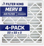 Filter King 22x22x2 Air Filter | 4-PACK | MERV 8 HVAC Pleated A/C Furnace Filters | MADE IN USA | Actual Size: 21.88 x 21.88 x 1.75"