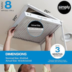 Simply 20x20x4 Air Filter, MERV 8, 6 Pack, Furnace Air Filter for HVAC (Actual Size:19.5"x19.5"x3.63") DUST, Pet, & Allergy Control