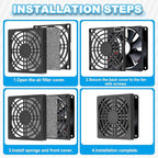 PATIKIL 150mm Fan Filter Grill, 3 Pcs Plastic Ventilation Dustproof Grill Cover Cooling Ventilator with Screws for Industry Workshop Computer Case Refrigerators Air Conditioning, Black
