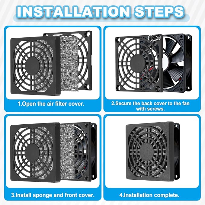PATIKIL 150mm Fan Filter Grill, 3 Pcs Plastic Ventilation Dustproof Grill Cover Cooling Ventilator with Screws for Industry Workshop Computer Case Refrigerators Air Conditioning, Black
