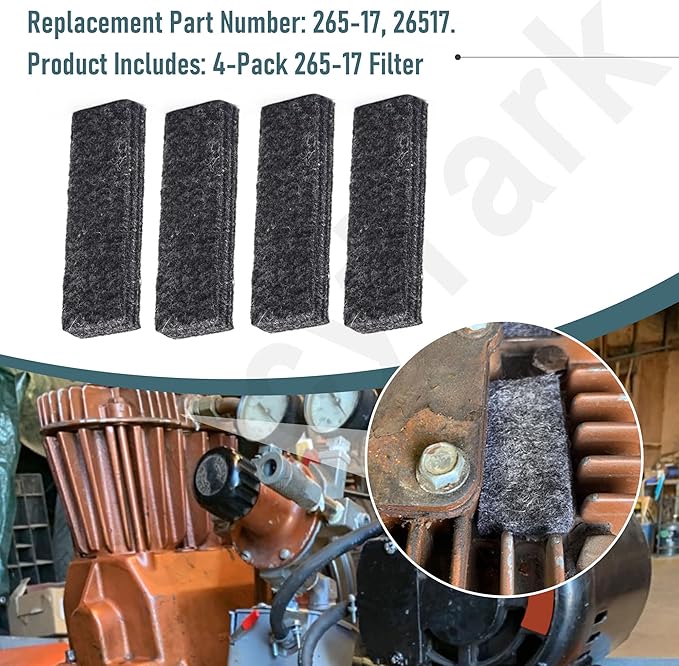 4-Pack 26517 Air Compressor Air Filter for Craftsman, DeVilbiss, Porter Cable & Sears, Fits CPL6025, CPLC7060V, C5510, RAL5G20 Model - Replace 265-17