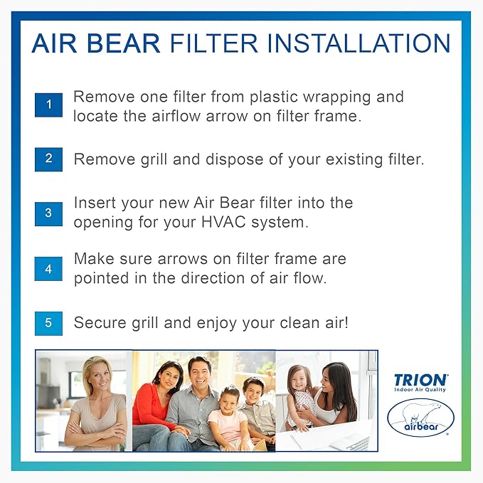 16x25x3 TRION Air Bear Cub Pleated HVAC Air Filter MERV 13 (4-Pack) (Actual Size: 15.75 x 24.75 x 3.06 Inches)