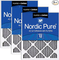 Nordic Pure 20x20x1 (Actual Size: 19 1/2 x 19 1/2 x 3/4) Furnace Air Filters MERV 12 Pleated Plus Carbon 3 Pack