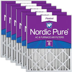Nordic Pure 20x20x4 (Actual Size: 19 1/2 x 19 1/2 x 3 5/8) Pleated MERV 8 Air Filters 6 Pack
