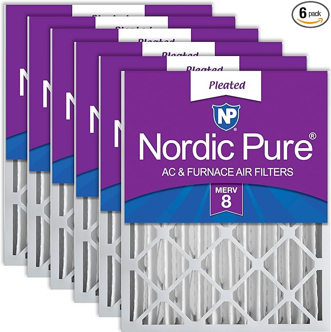 Nordic Pure 16x25x4 (Actual Size: 15 1/2 x 24 1/2 x 3 5/8) Pleated MERV 8 Air Filters 6 Pack