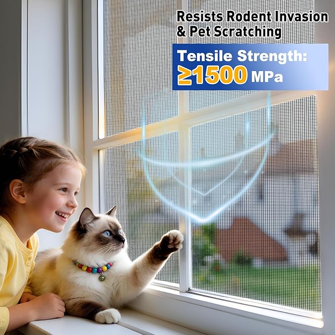 MAGZO 304 Stainless Steel Mesh Screen Roll 47in x 10ft - 22 Mesh Pet Proof Metal Window Screen Replacement, Screen Door Mesh for Patio,Porch,Pet,Cage,Vent Cover,Filter,Gutter Guard,Rodent Protection