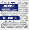 Filter King 19x19x2 Air Filter | 12-PACK | MERV 8 HVAC Pleated A/C Furnace Filters | MADE IN USA | Actual Size: 19 x 19 x 1.75"