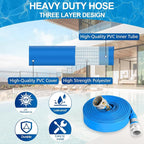 2" x 50 ft Backwash Hose for Swimming Pools, Heavy Duty PVC Water Lay Flat Discharge Hose,Durable Pool Drain Hose with Aluminum Camlock C and E Fittings for Pump And Filters