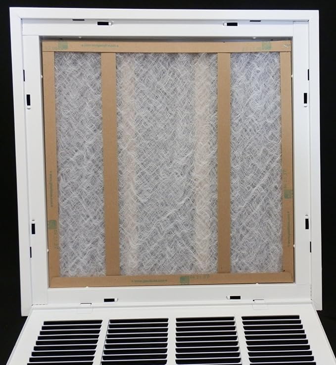 HVAC Premium 14 x 6 Duct Opening Steel Return Air Filter Grille, for 1-inch Filter, Removable Door, Flat Stamped HVAC Vent Cover Grille, Outer Dimensions 16.5 x 8.5