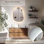 LUVODI Lighted LED Bathroom Mirror: 36”x28”Irregular Stone Pattern Frosted Wall Vanity Mirror with Bright Back Lit - Modern Dimmable Smart Mirror Anti Fog with Touch Switch Sensor for Restroom Bedroom