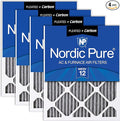 Nordic Pure 16x16x1 (Actual Size: 15 3/4 x 15 3/4 x 3/4) Furnace Air Filters MERV 12 Pleated Plus Carbon 4 Pack