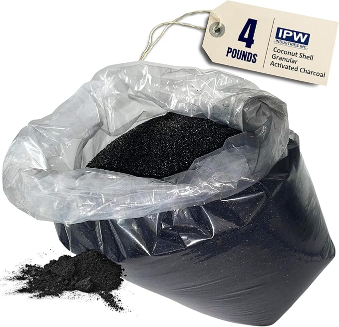 IPW Industries Bulk Activated Carbon - Coconut Shell Granular Activated Charcoal (GAC) for Water Filtration - Replacement Media for Pre and Post Carbon Water Filters (4 lbs)
