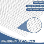 uxcell 5 Mesh 79" x 12" Woven Wire Mesh, 304 Stainless Steel Air Vent Filter Screen, Window Screen Mesh for DIY Projects Vents Cover Filtration Animals Fence