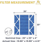MervKing 20x20x4 Air Filter Actual Size: 19.88" x 19.88" x 4.31" MERV 11 MPR 1000-1200 | MADE IN USA | 4-Pack | Pleated HVAC AC Furnace Replacement