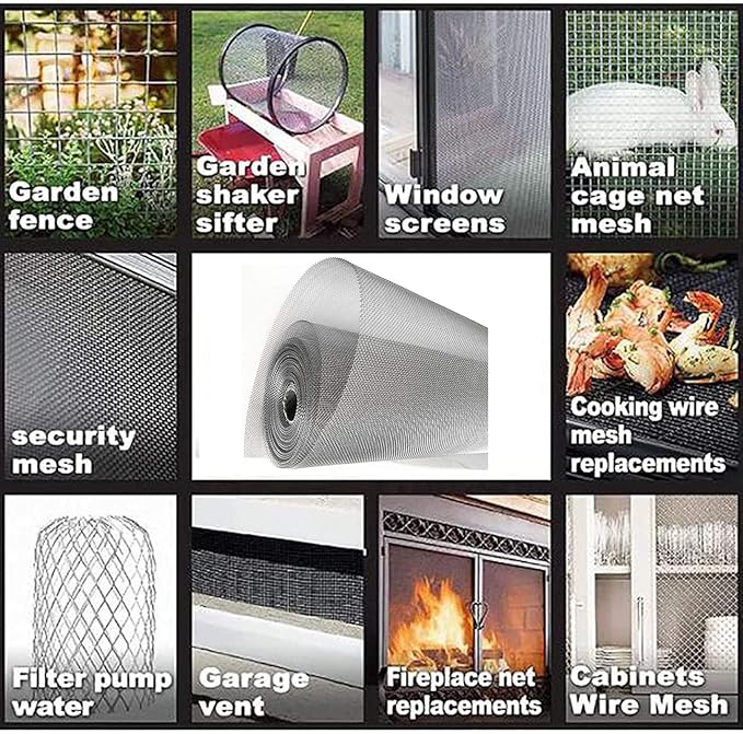KISKIS 304 Stainless Steel Woven Wire Mesh, Wire Mesh Window Screen Mesh, Prevent Mouse Mice Snakes Hornets Rodents Entering,Easy to Cut and Install,60X300CM24X118INCH