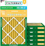 Filterbuy 20x36x2 Air Filter MERV 11 Superior Pet & Allergy Defense (6-Pack), Electrostatic Pleated HVAC AC Furnace Filters Replacement, Made in USA (Actual Size: 19.50 x 35.50 x 1.75)